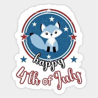 Retro Happy 4th of July Patriot Fox Sticker